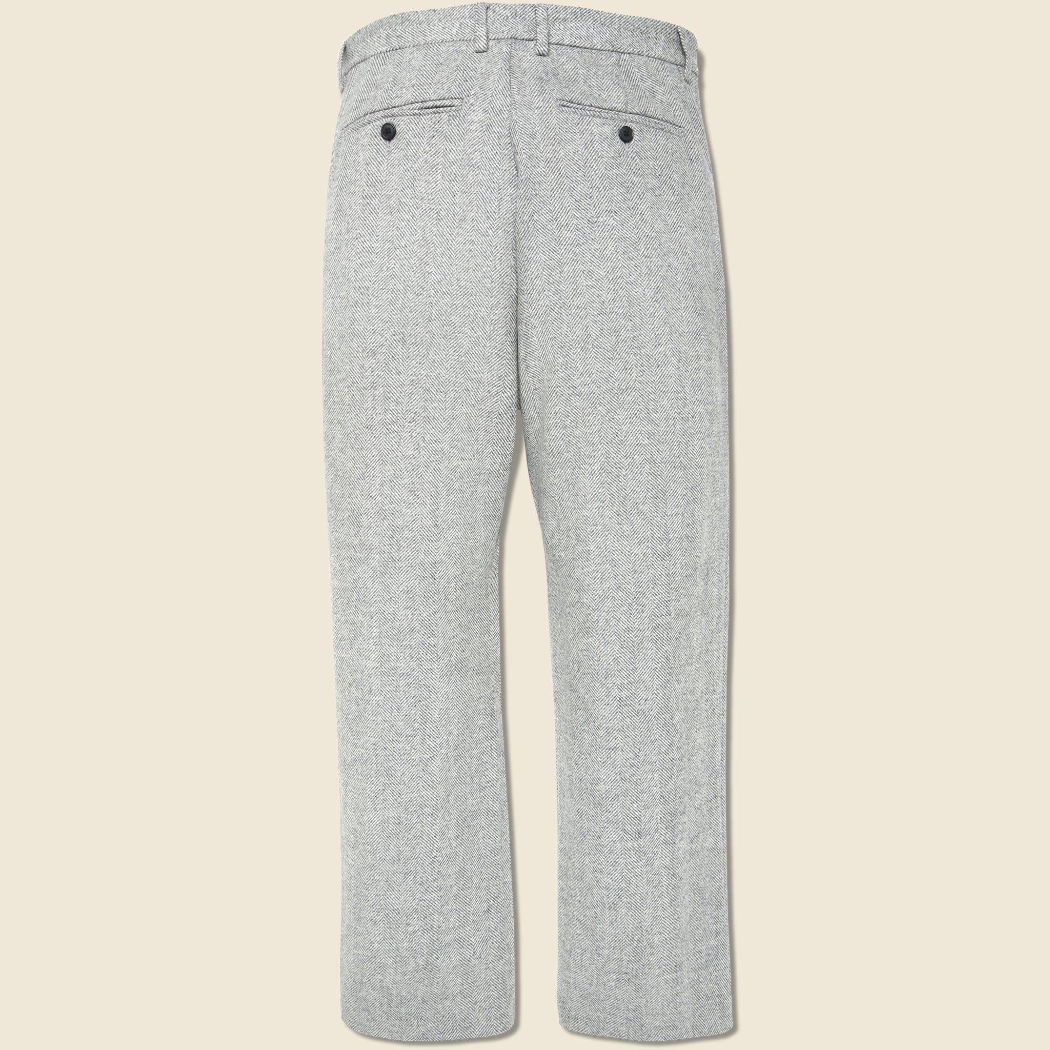Herringbone Pleated Trouser - Grey