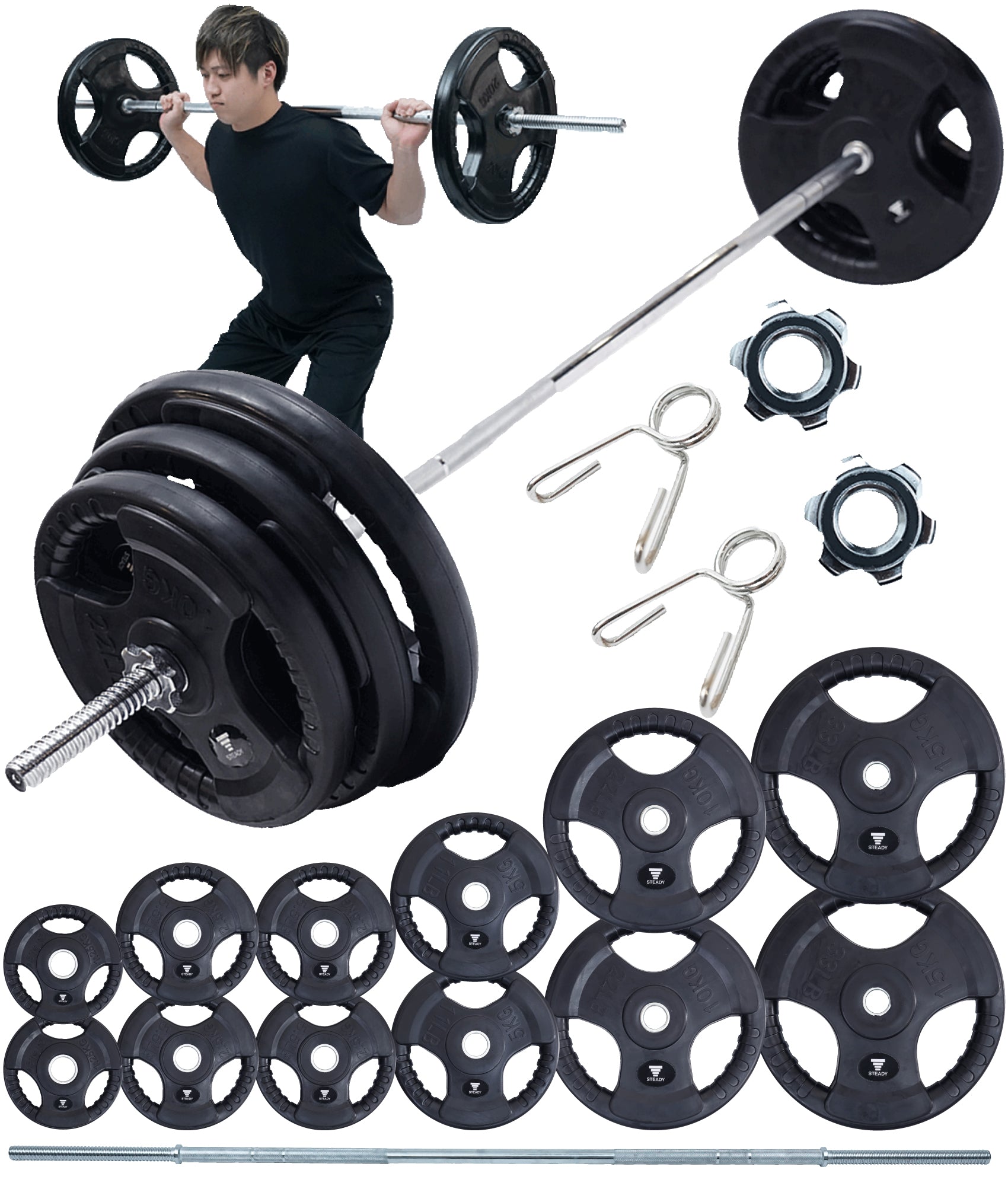 岡山県内で直接手渡し限定】プレート重量120kg+ベンチ+バーベル+EZバー