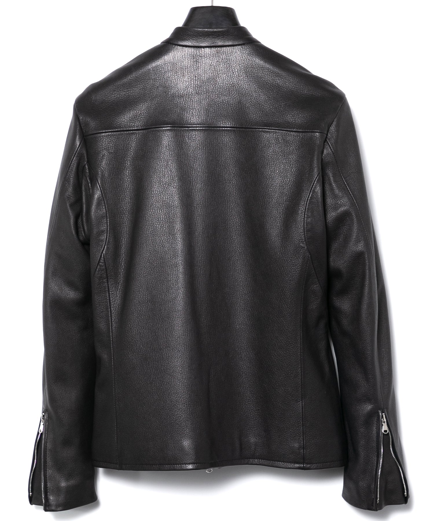 白鞣し 黒染め ディアスキン JUDE シングルライダースジャケット