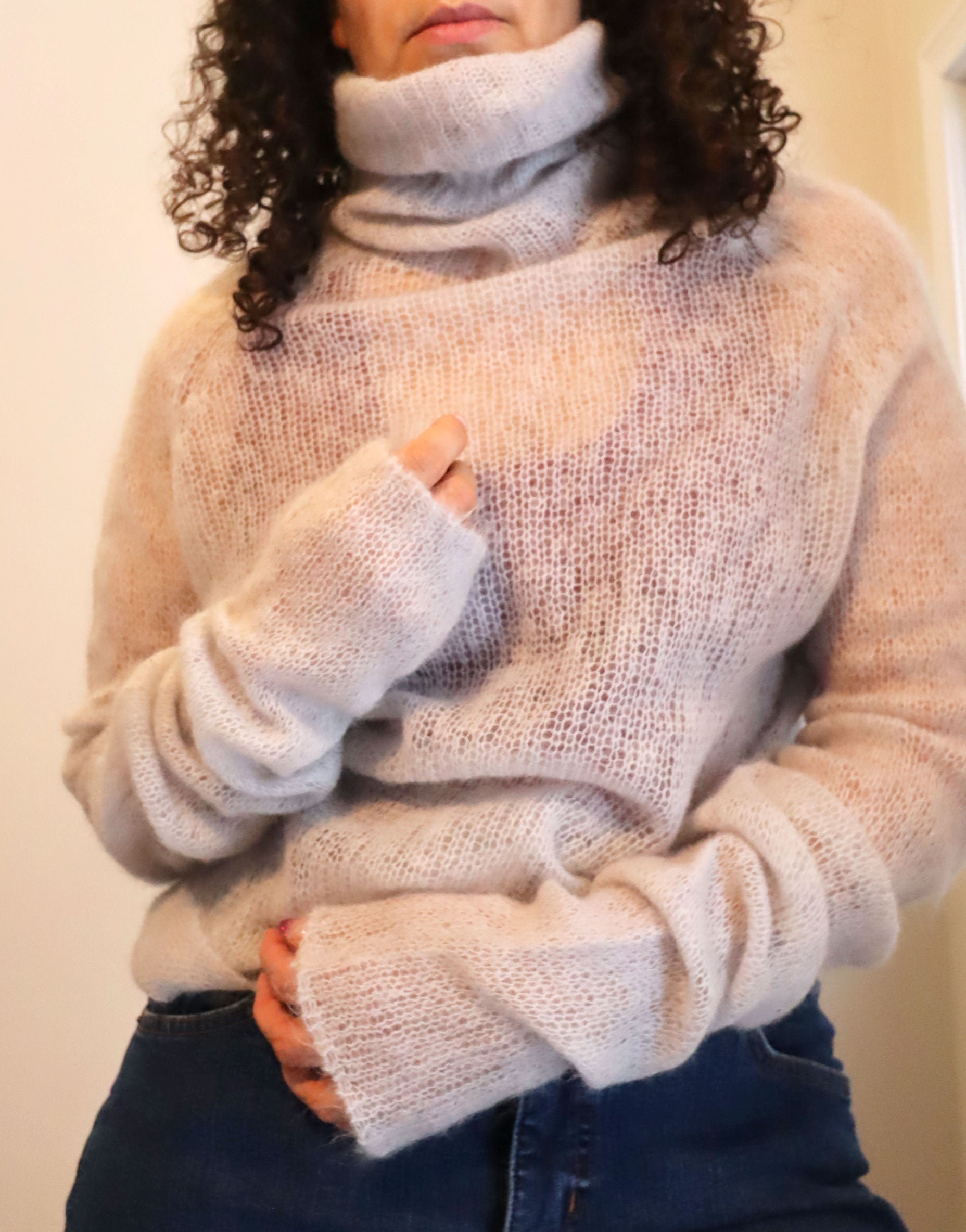 90s DKNY Sheer Mohair Mega Turtleneck Sweater – Style a Go-Go