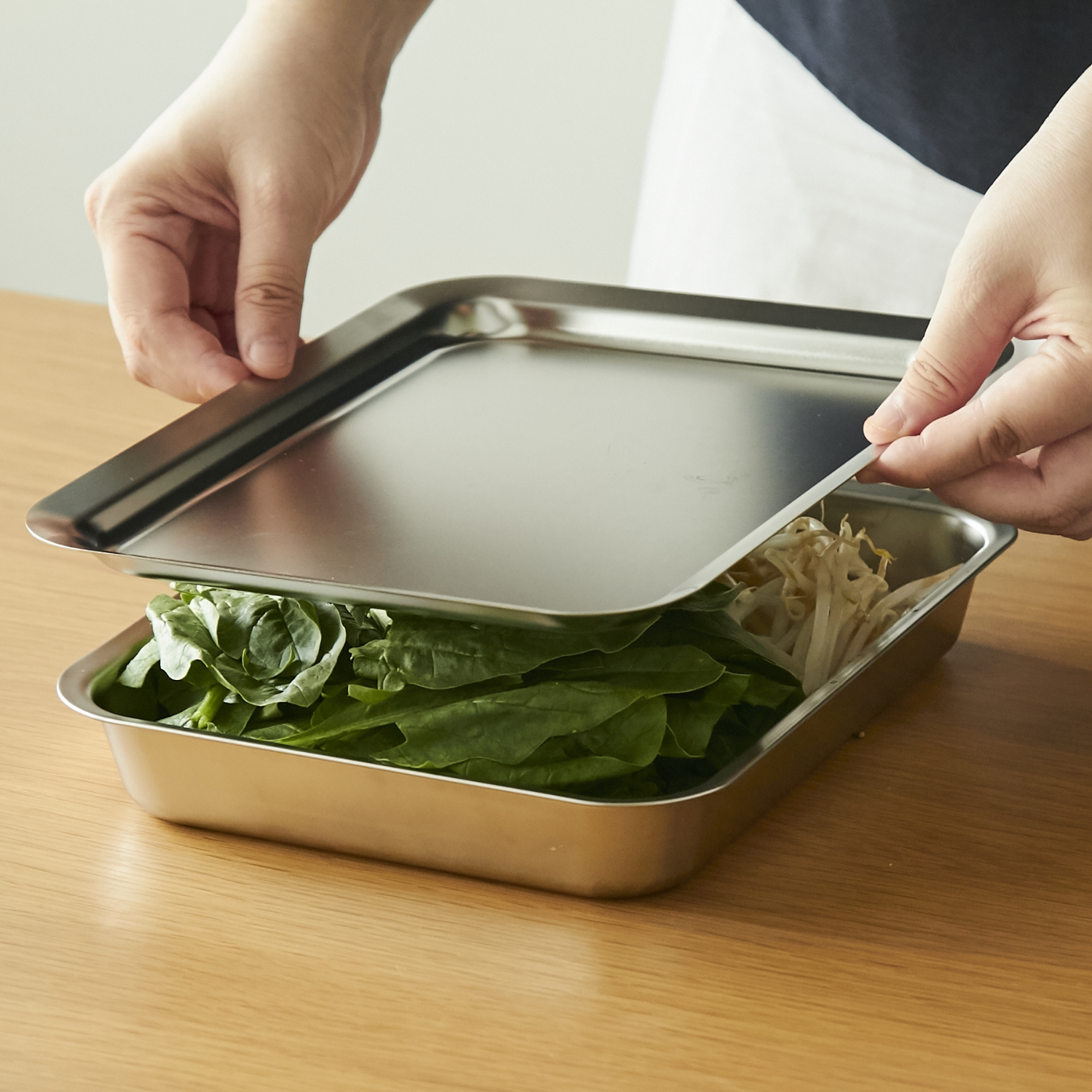 Three Snow 新越ワークス/角ざる&フタ付バット8点セット -調理