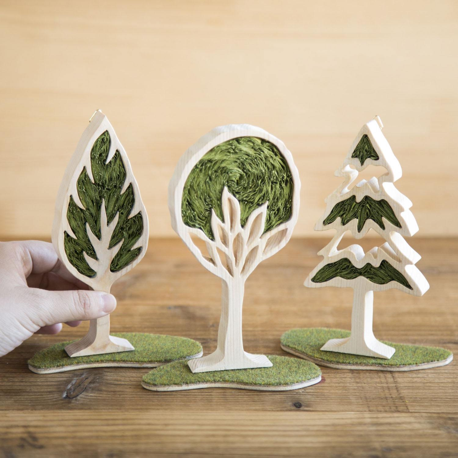 ナカヤマサトシ/壁掛けオブジェ しずく形の木 -オブジェ・壁掛け両方