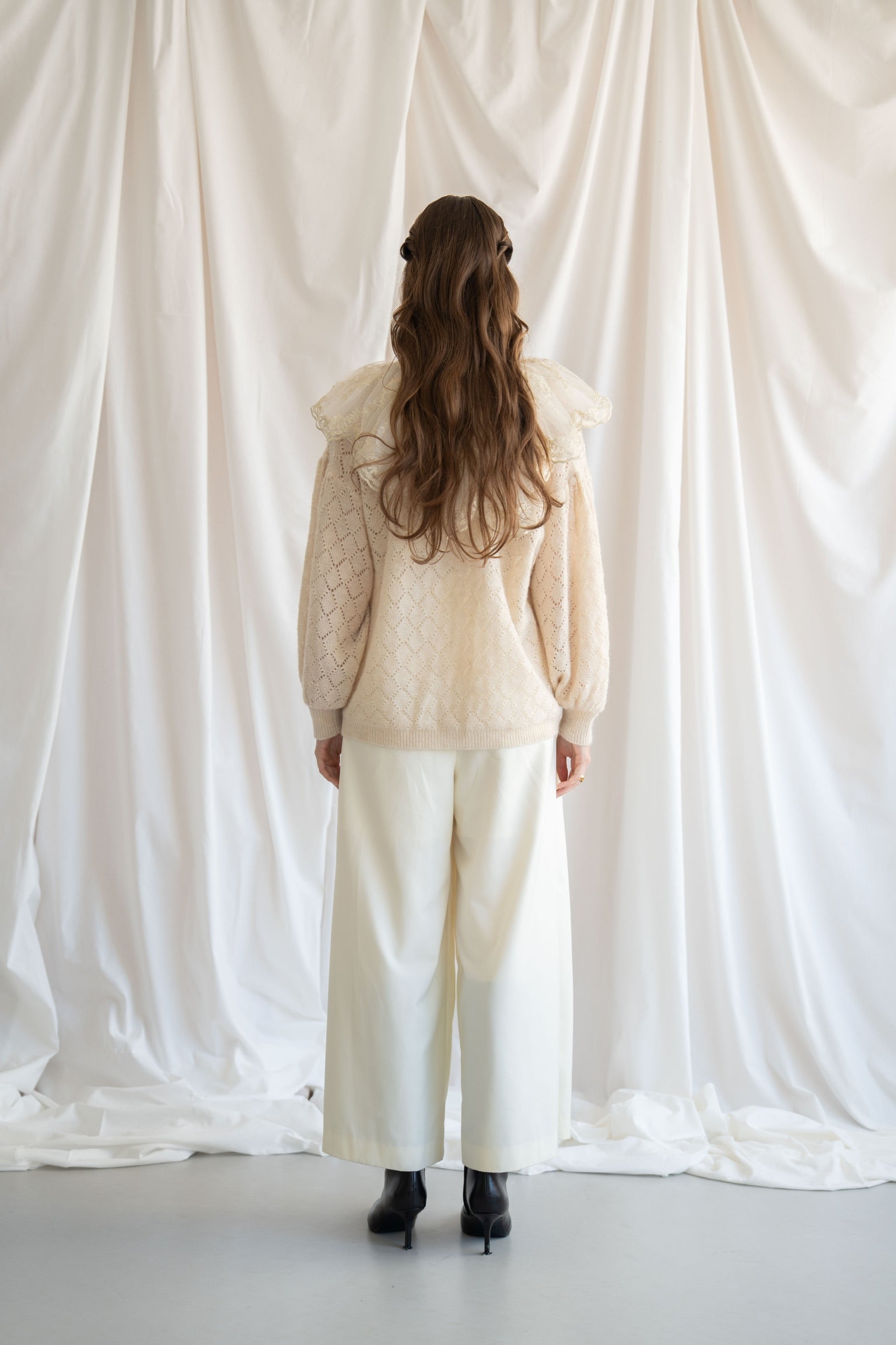 sheer frill knit cardigan – Acka online store