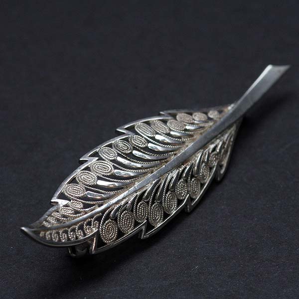 1930s 刻印800 シルバー800の繊細なリーフブローチ｜ACTON英国