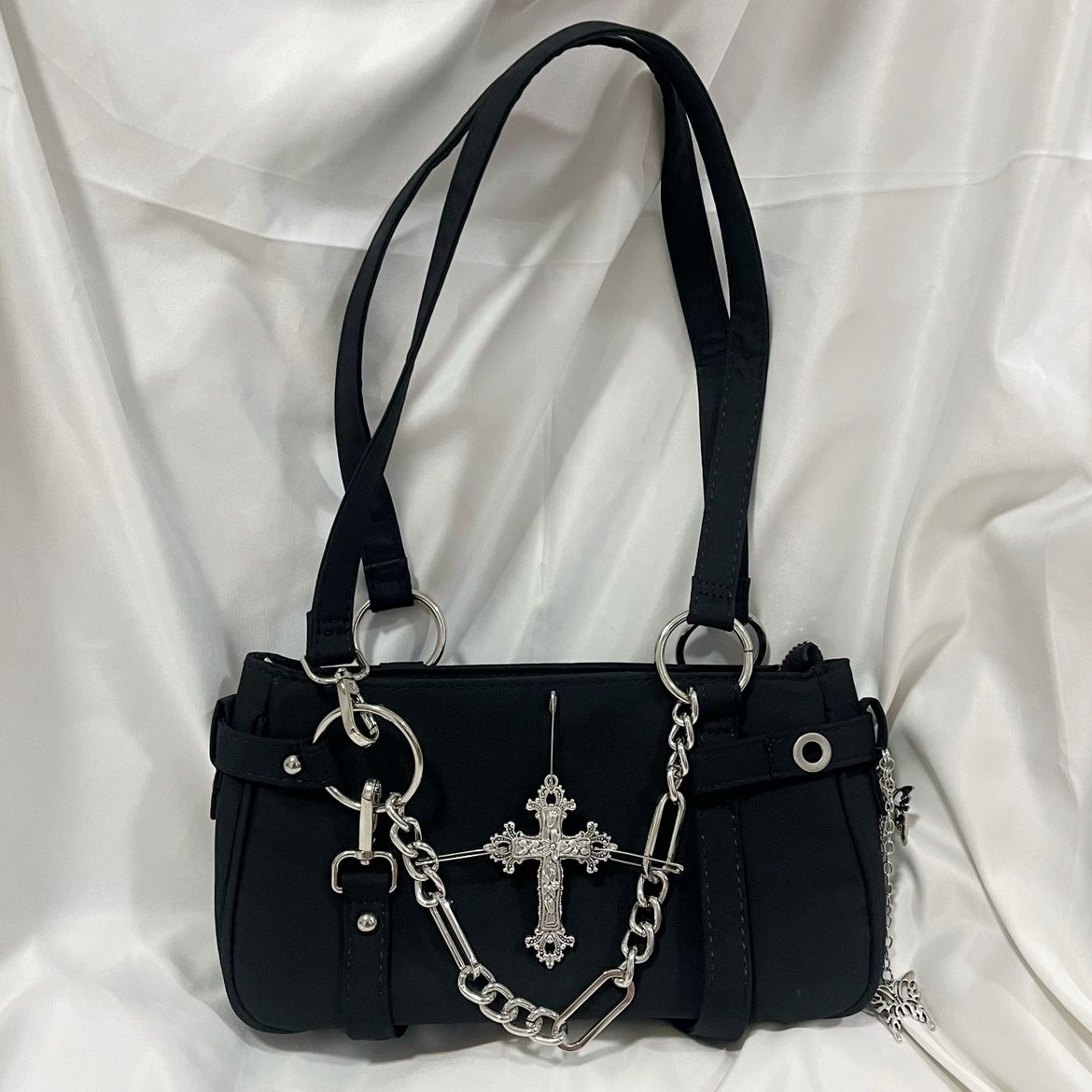JIAERDI Gothic Cross Y2k Bag Women Vintage Grunge Punk Chain