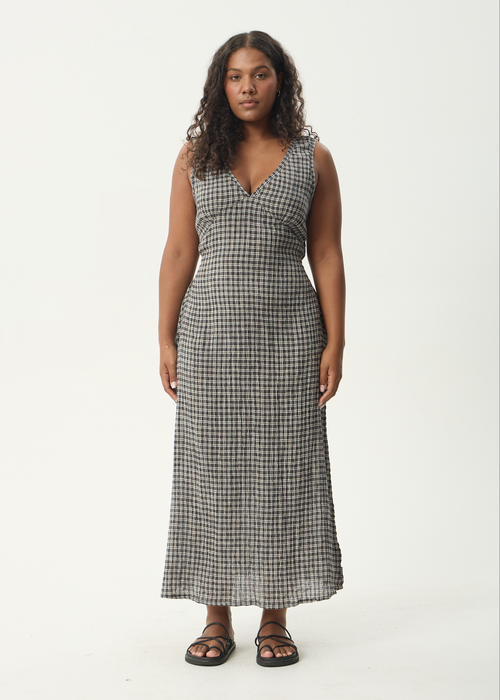 AFENDS Womens Rumi - Seersucker Midi Dress - Port Check