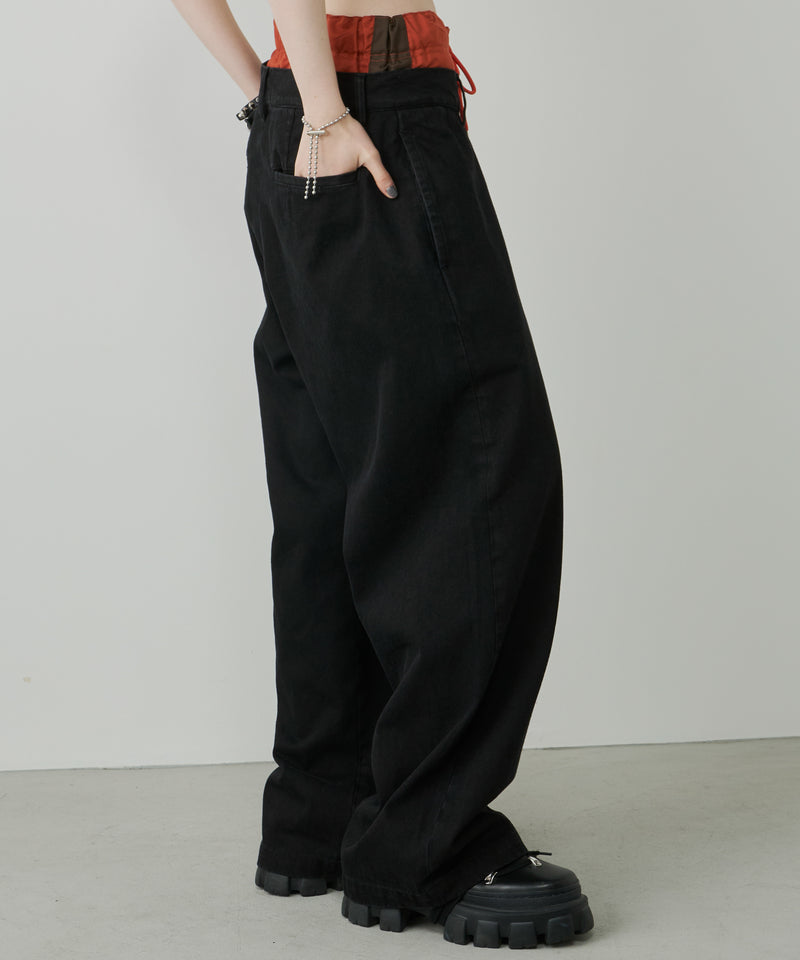 AIVER レイヤードバギーデニムスラックス