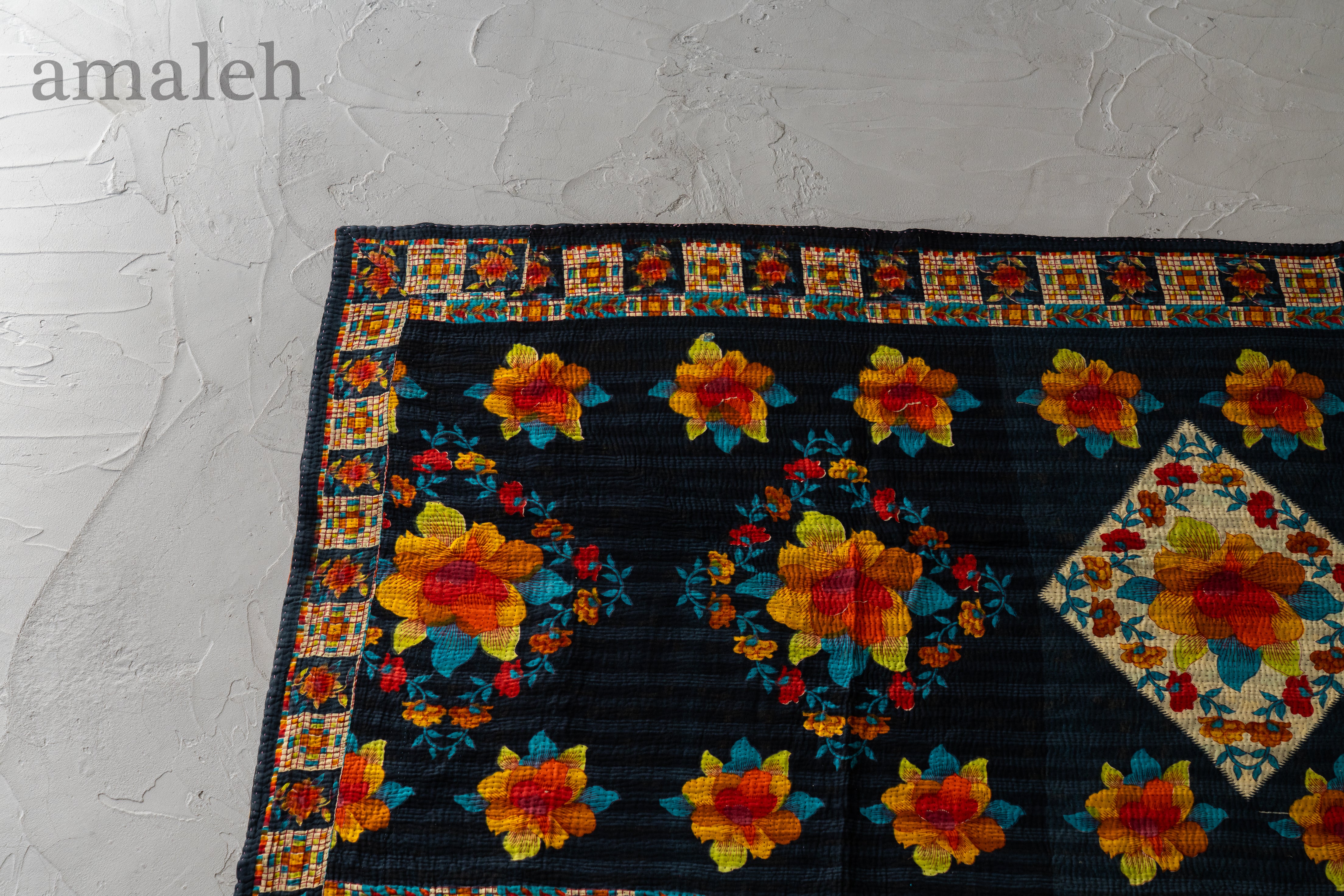 インドの手刺繍ヴィンテージカンタキルト・ラリーキルト-QUILT