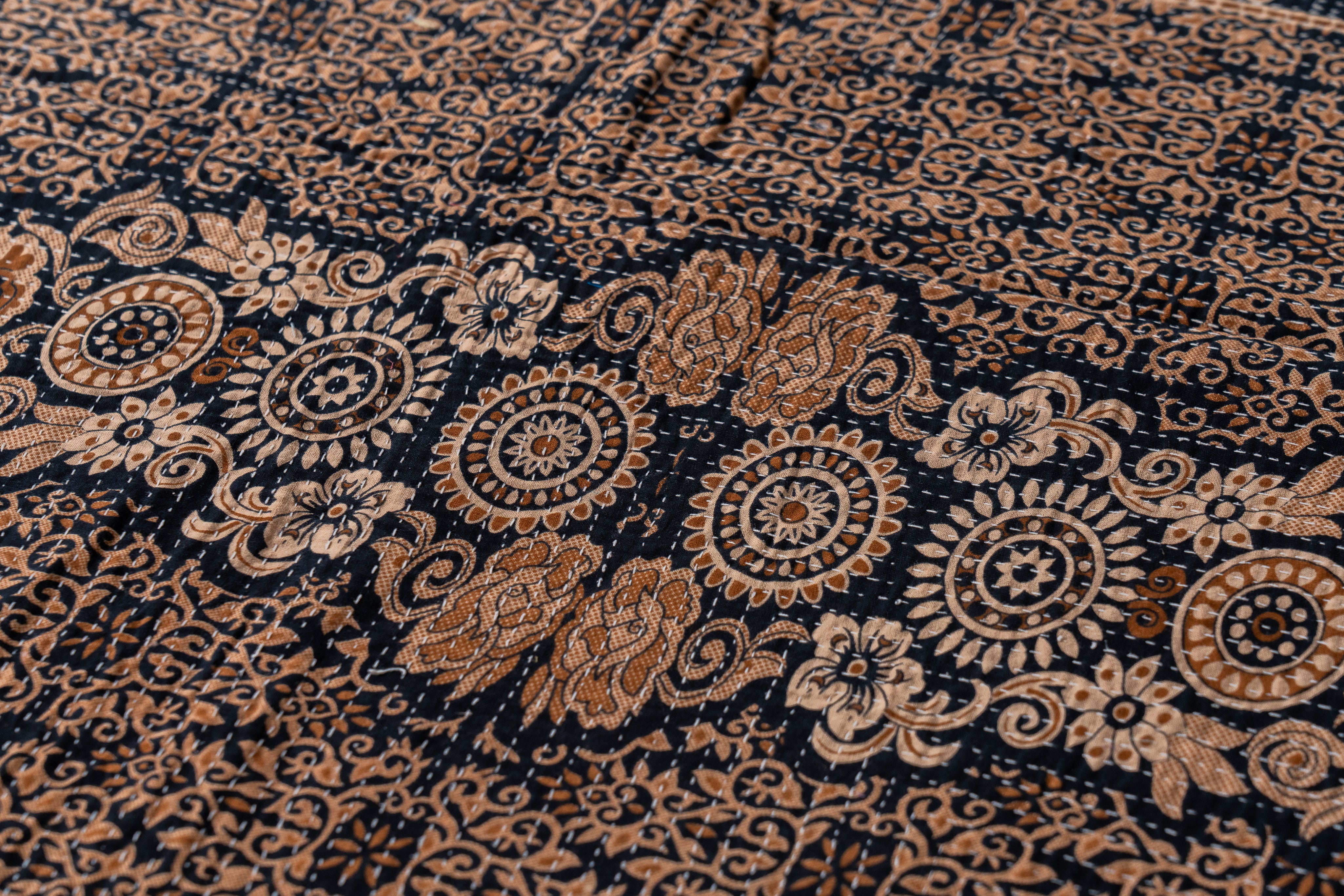 インド産 カンタキルト・ラリーキルト】ヴィンテージキルト-手織り絨毯