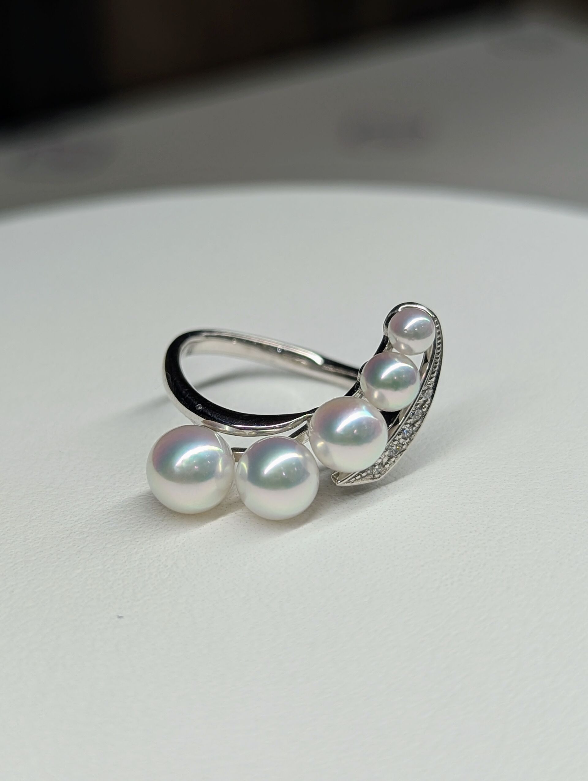 3～7ミリあこや真珠グラデーションK18ホワイトゴールドリング | 商品