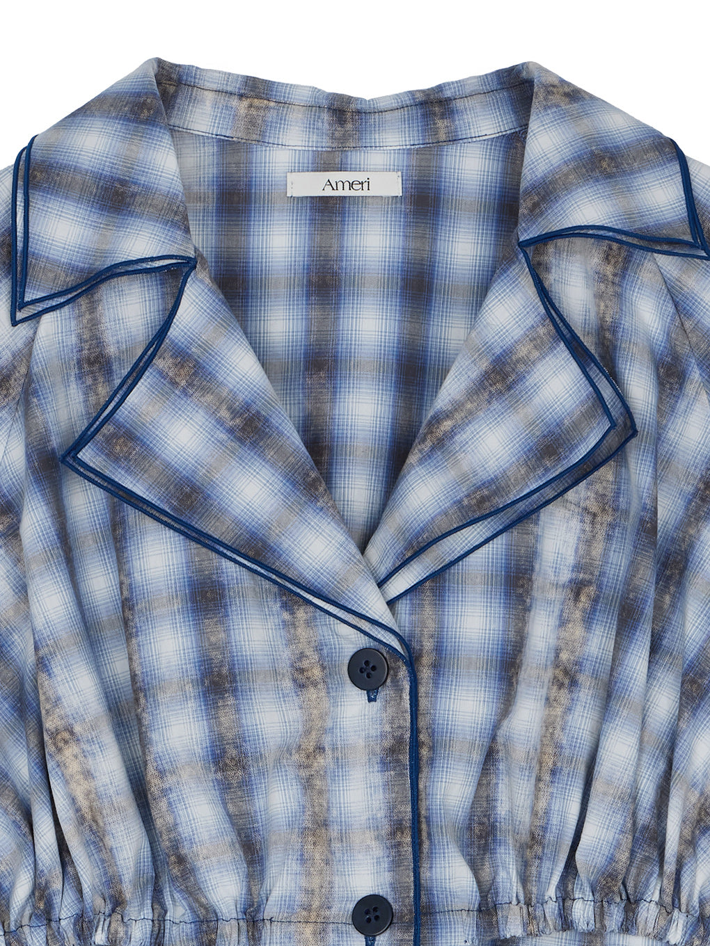 UNEVEN CHECK RIBBON SHIRT