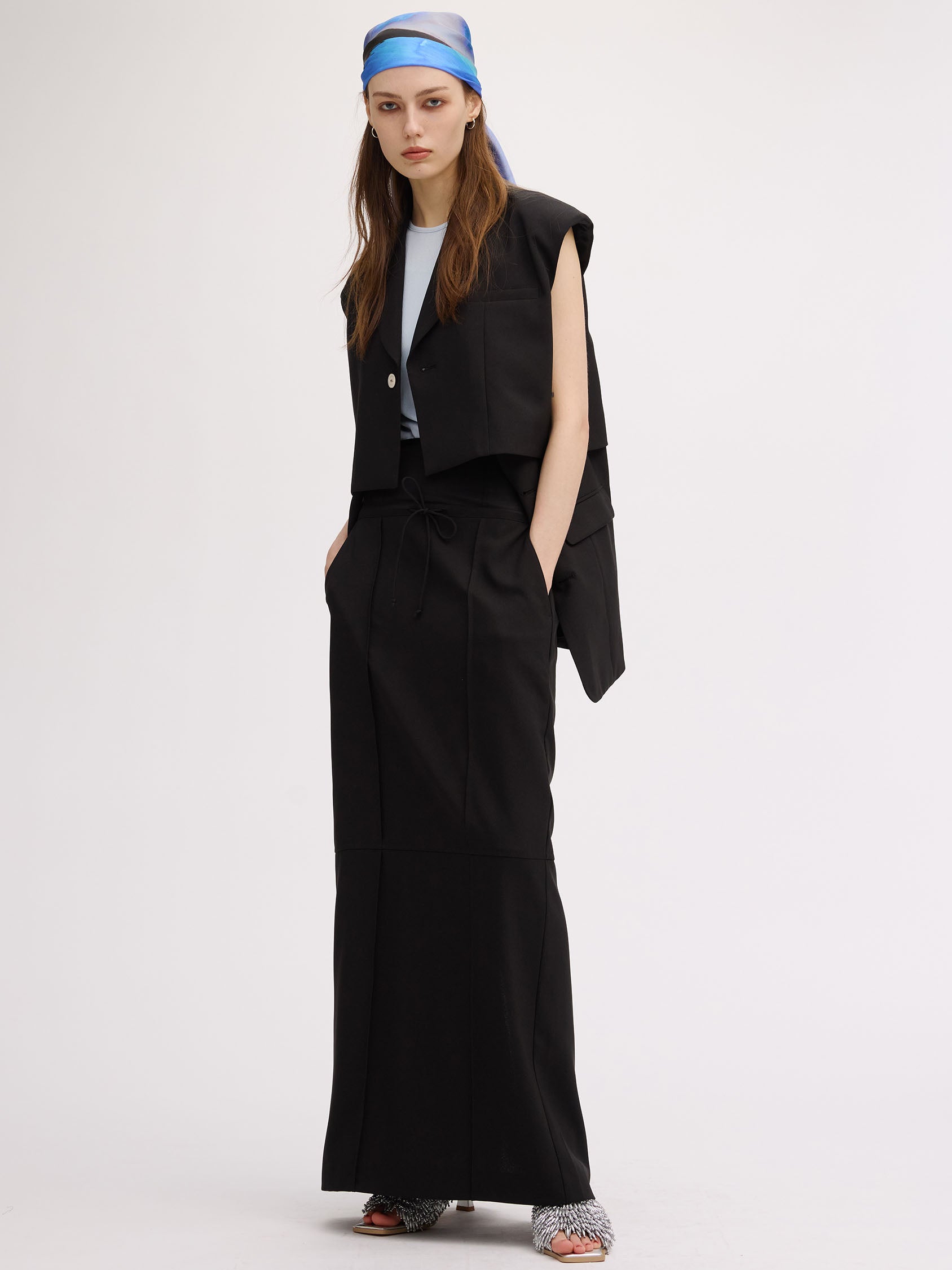 3WAY PIN TUCK LAYERED VEST