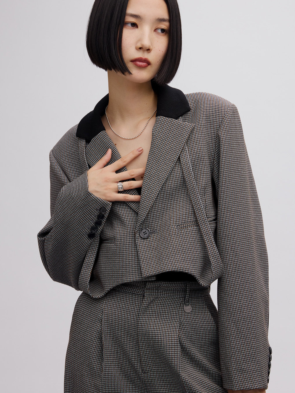 BONBOM×Ameri HOUNDSTOOTH GARTER JACKET