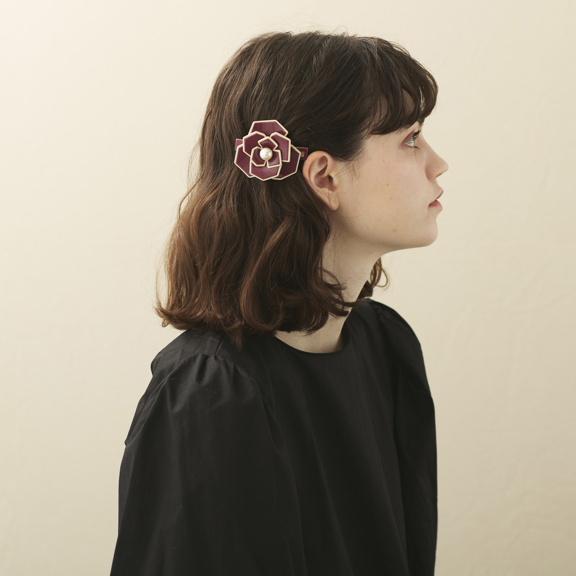 極美品♡希少ALEXANDRE DE PARIS 黒バレッタ【箱•袋付】バラの花 極美