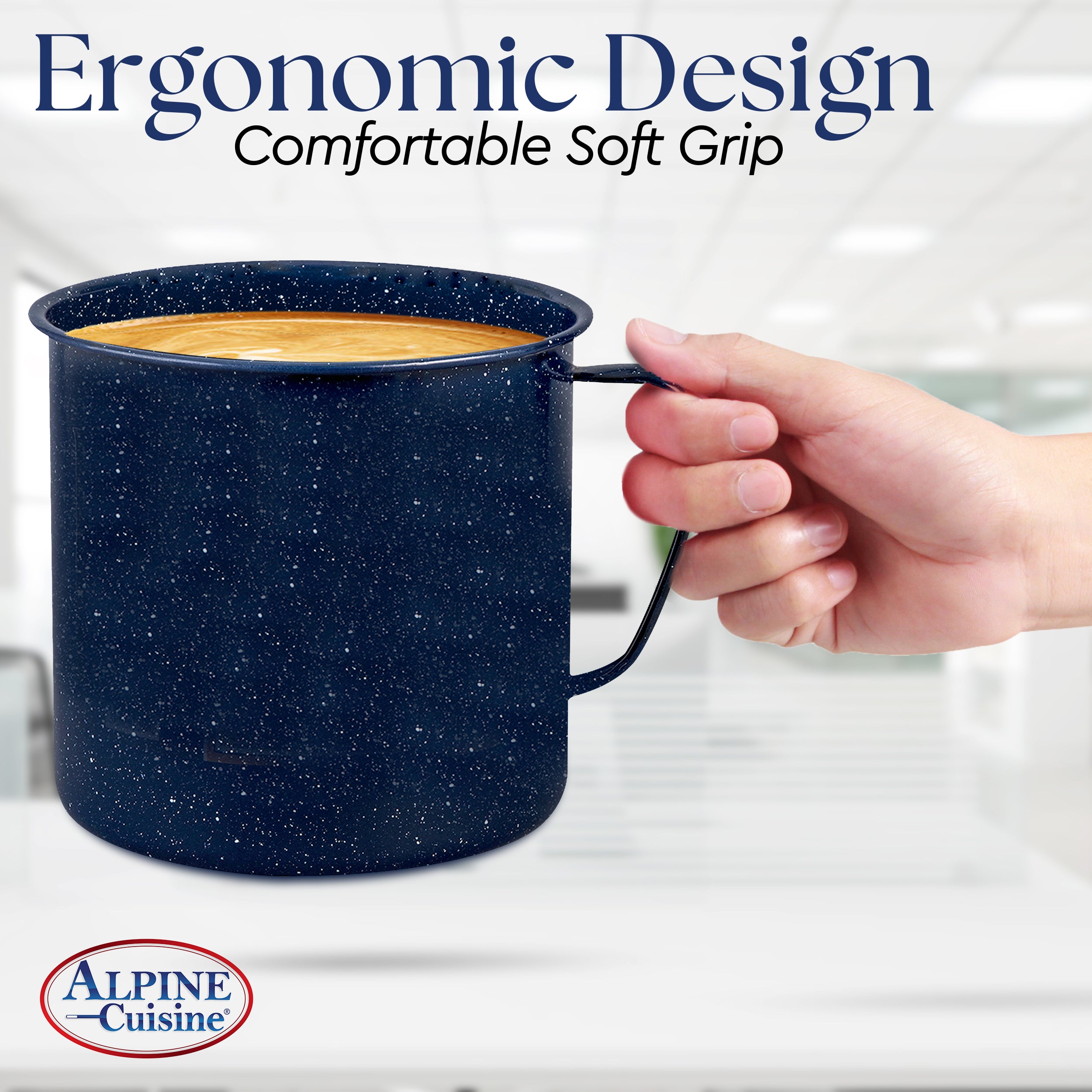 Alpine Cuisine Enamel Steel Dark Blue Speckle Warmer 4qt - Both Hot &