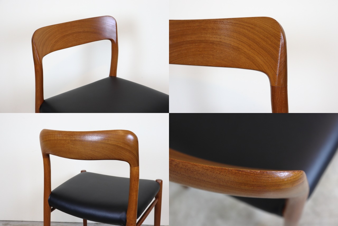 J.L.モラー（J.L.Moller） No.75 北欧 ダイニングチェア 座面張り替済