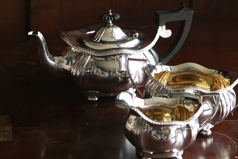 紅茶器三点セット シルバーティーポット クリーマー シュガーポット