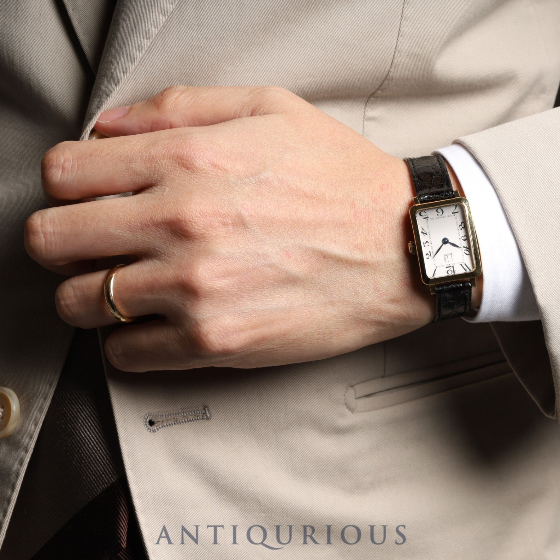 ダンヒル センテナリー 手巻き Cal.2512-1 YG 革 シルバー文字盤 箱