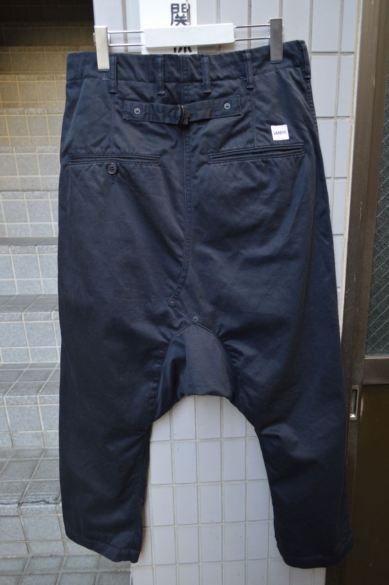 USED】GANRYU(ガンリュウ)ダークネイビーコットン地サルエルパンツ