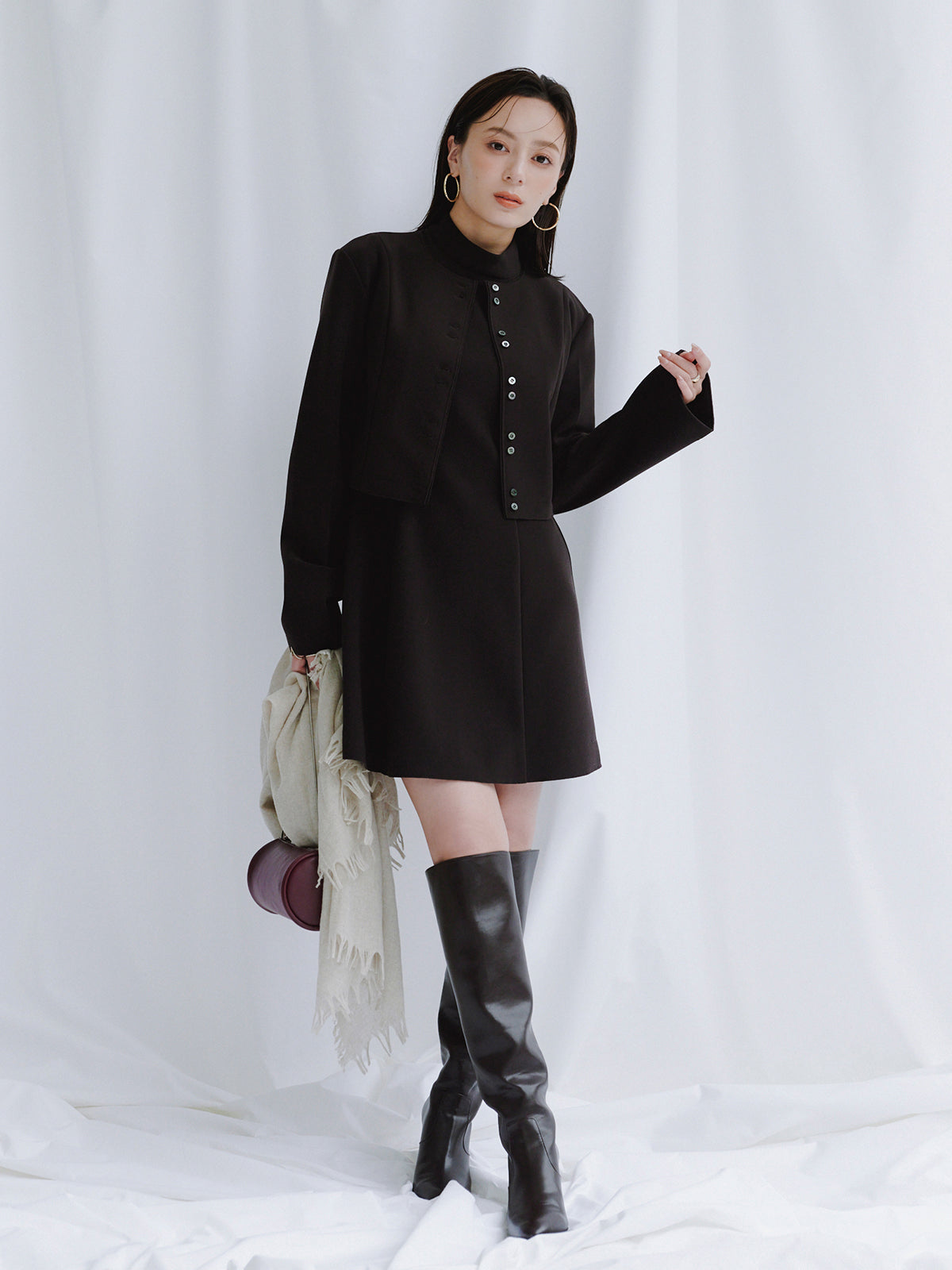 カットジョーゼットミニワンピース