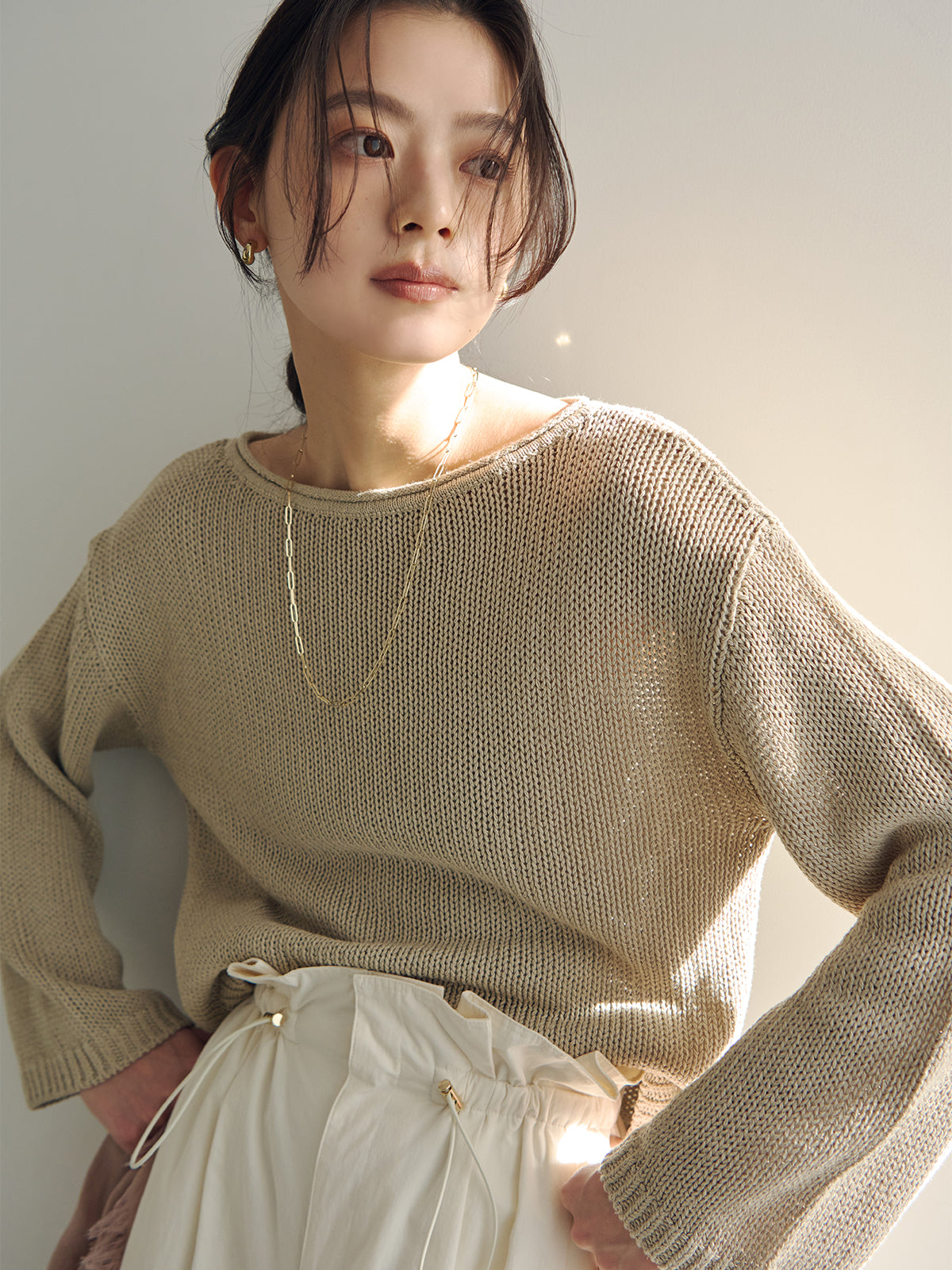 ペーパーヤーンニットプルオーバー