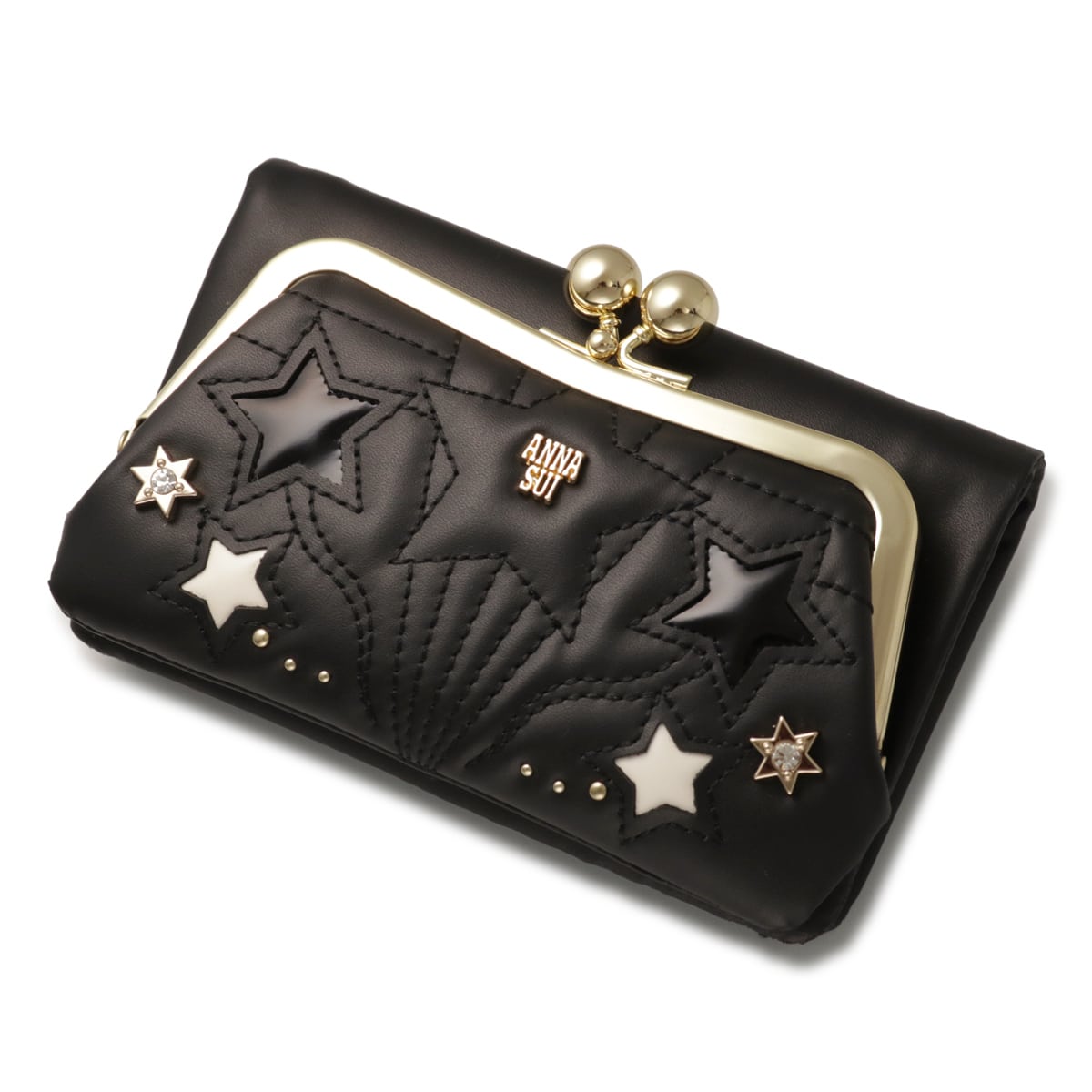 ANNA SUI アナスイ 二つ折り財布 がま口 レディース 本革 ルシィ