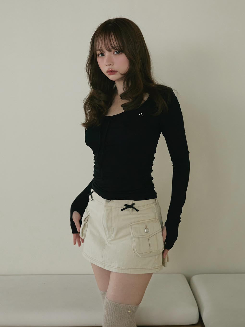 ANDMARY】Baby ribbon mini skirt