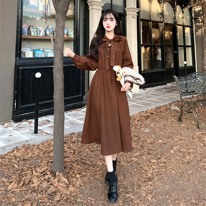 大きいサイズ レディース｜クラシカルリボンベスト付きワンピース(L/LL