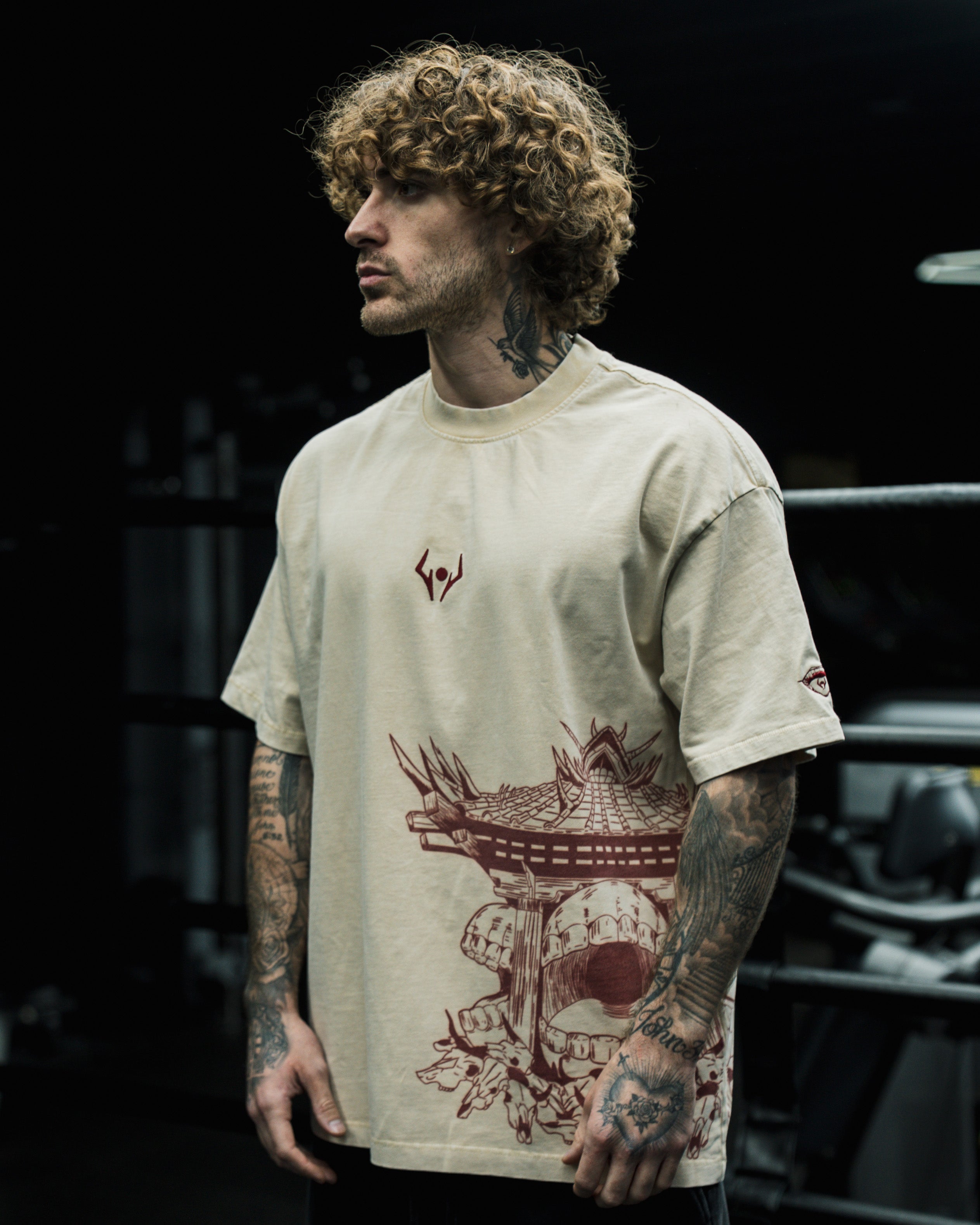 DOMAIN EXPANSION EMBROIDERED ACID WASH TEE | ANIQI