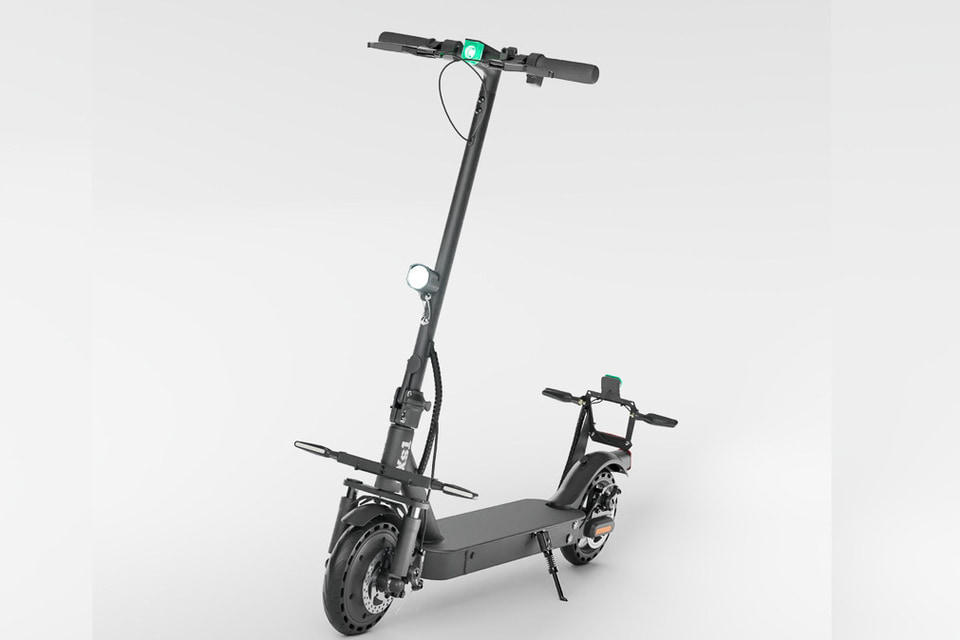 5万円台の電動キックボード「eXs1TKG」。改正道交法対応で折りたたみ式