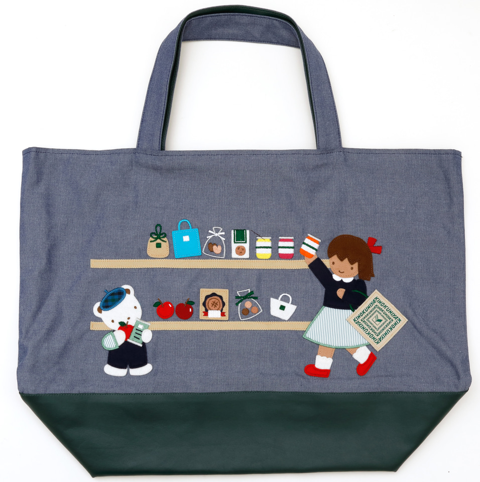 紀ノ国屋×ファミリア、初コラボのデニム生地バッグや巾着など4点