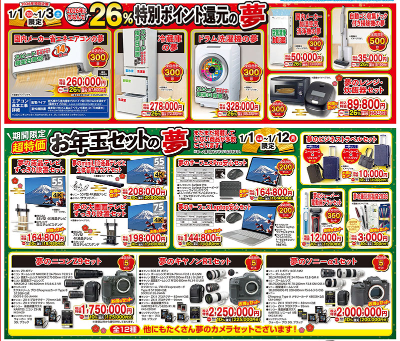 ヨドバシカメラ、恒例の「夢のお年玉箱」を1月1日から店頭販売。iPadや