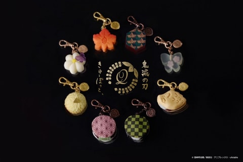 鬼滅の刃×Q-pot.」炭治郎や禰豆子たちの和菓子アクセサリー、描き