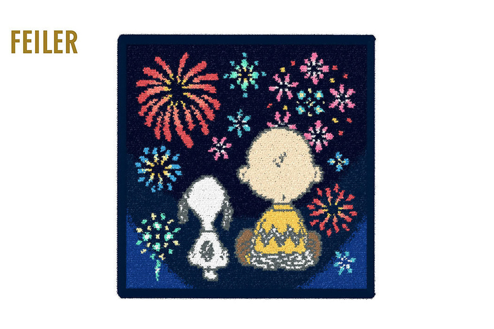 PEANUTS×フェイラー、花火を見ているスヌーピーとチャーリー・ブラウン