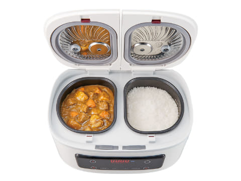 2つの内鍋でカレーとごはんを同時調理できる自動調理鍋「ツインシェフ