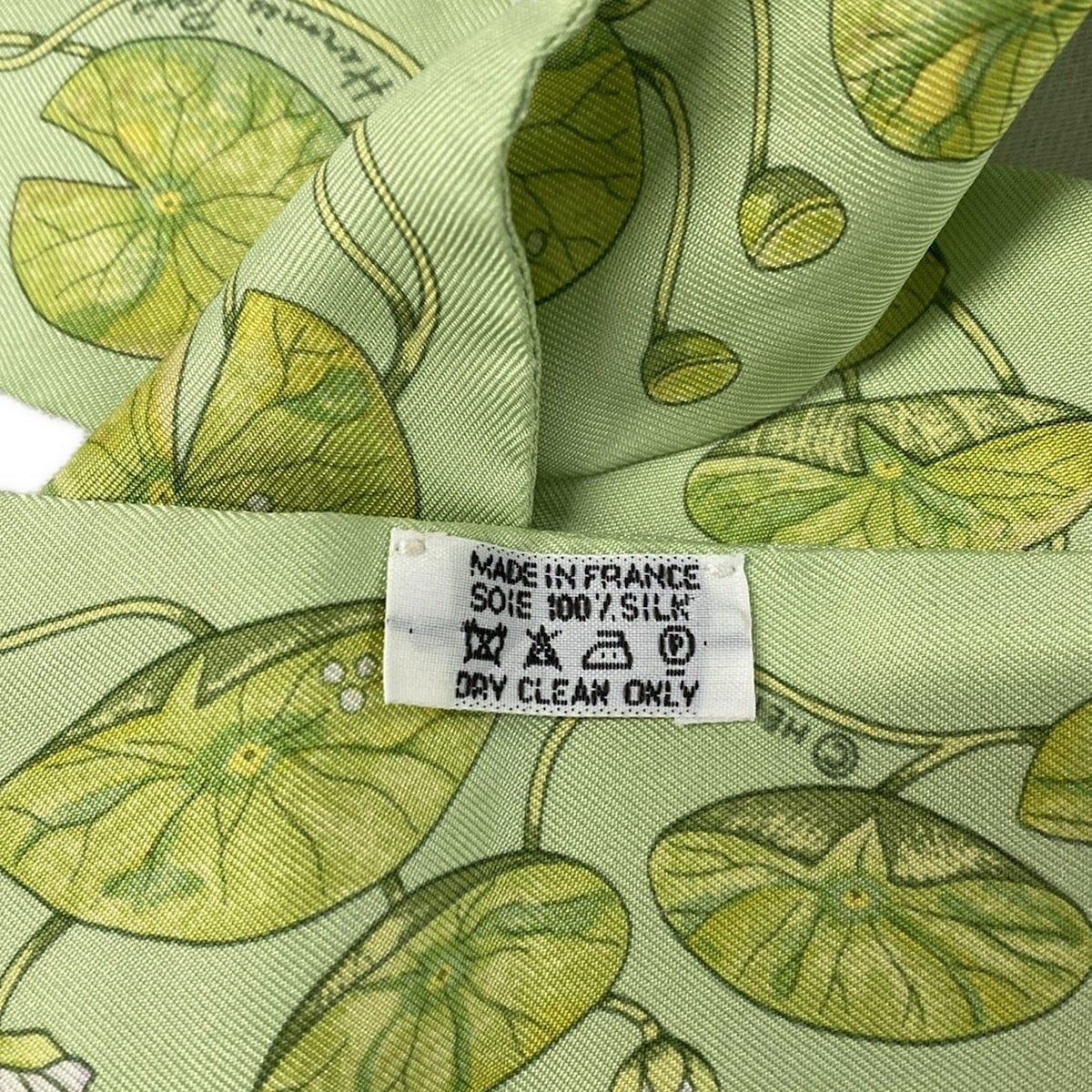 HERMES(エルメス) スカーフ新品同様 ツイリー ライトグリーン×白