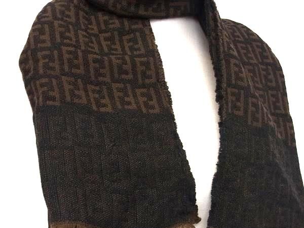 FENDI フェンディ ズッカ柄 ズッキーノ ウール100％ フリンジ ストール