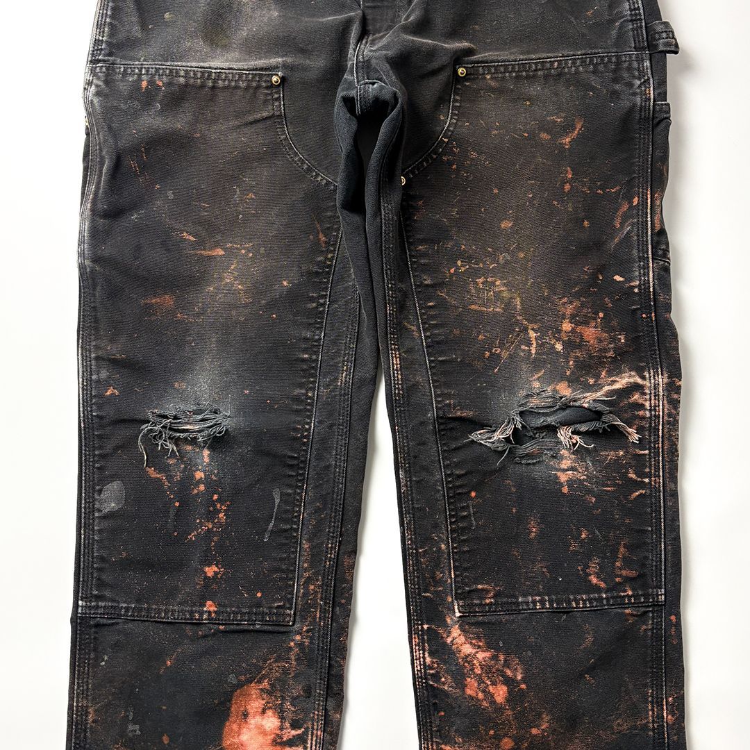 carhartt ダブルニー W34 L32 ブラック USA製 鬼フェード カーハート