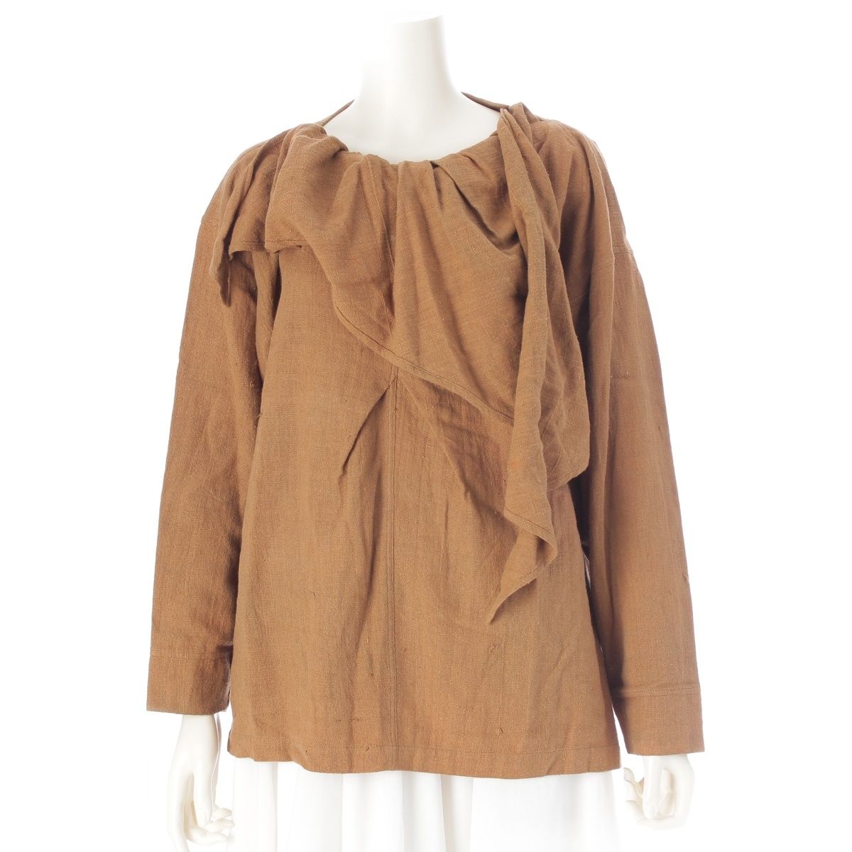 イッセイミヤケ 80s 1983年 コットン 筆タグ スカーフ 変形襟 ネップ