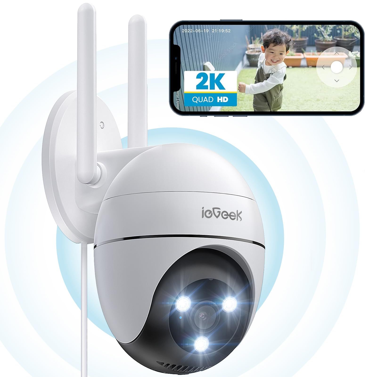 ◇【24時間常時録画・360°撮影可能・自動追尾】ieGeek 防犯カメラ 屋外