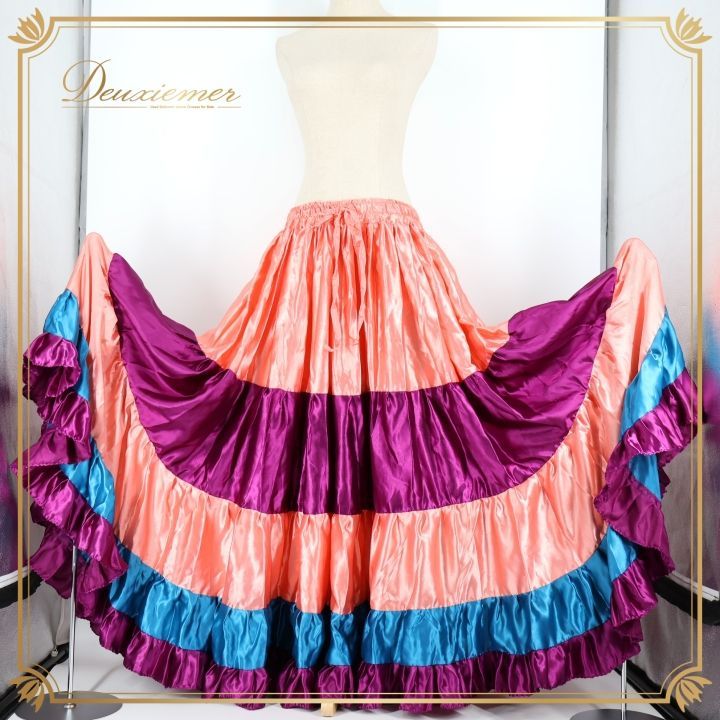 タグ付き】光沢サテン ジプシースカート ピンク ブルー パープル