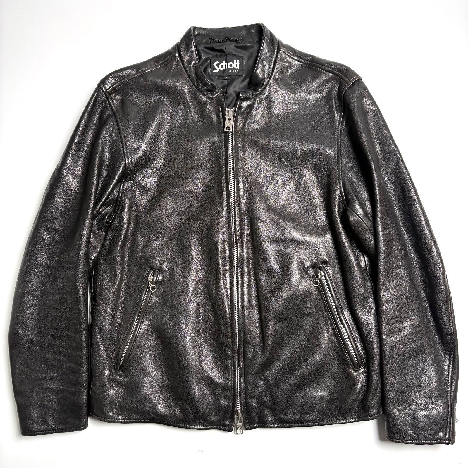 羊革】Schott x FREAK'S STORE 別注 レザー ライダースジャケット 黒 L