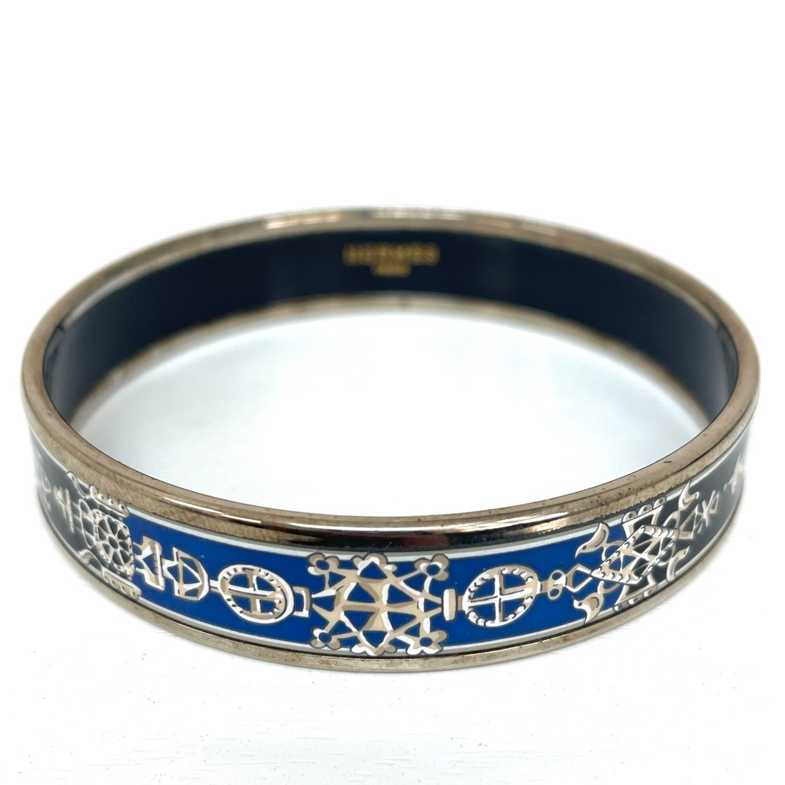 HERMES エルメス バングル エマイユ シルバー ブルー×ブラック - メルカリ