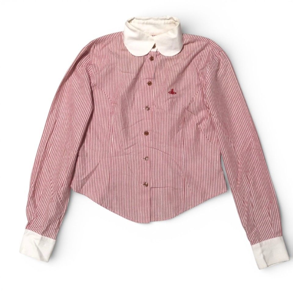 Vivienne Westwood 丸襟 オーブ ストライプ 長袖 シャツ M Vivienne