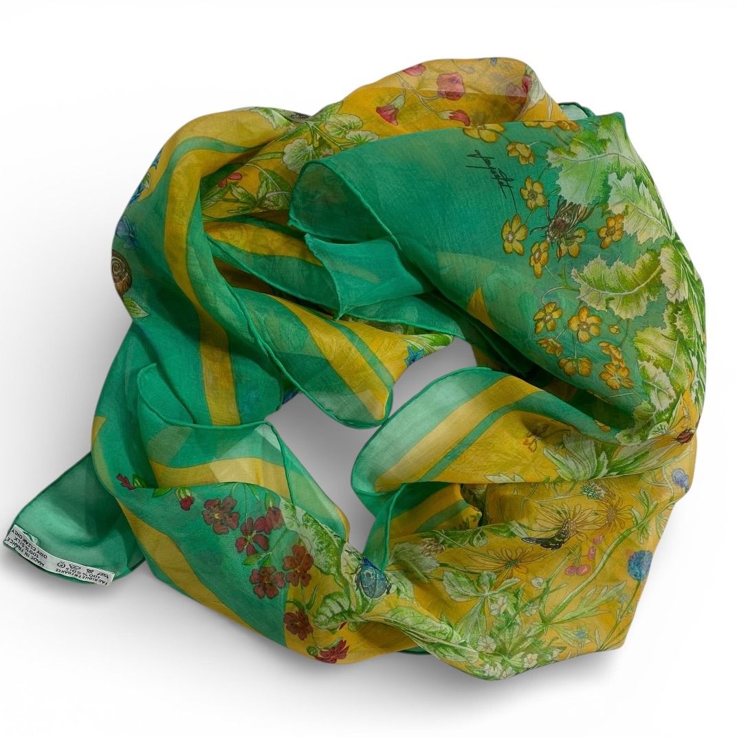 エルメス カレ90 LA PRAIRIE シルクスカーフ 草原 グリーン シースルー