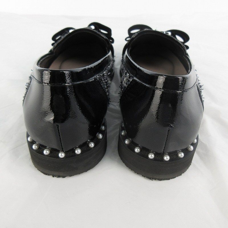 ダイアナ DIANA 現行 ローファー リボン フェイクパール ツイード