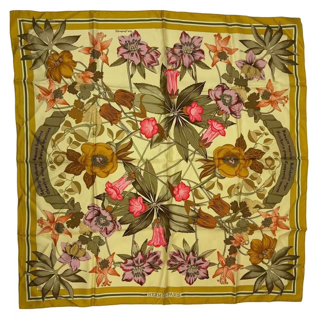 エルメス HERMES スカーフ カレ90 ヘラスの花 【クリーニング済み】 極