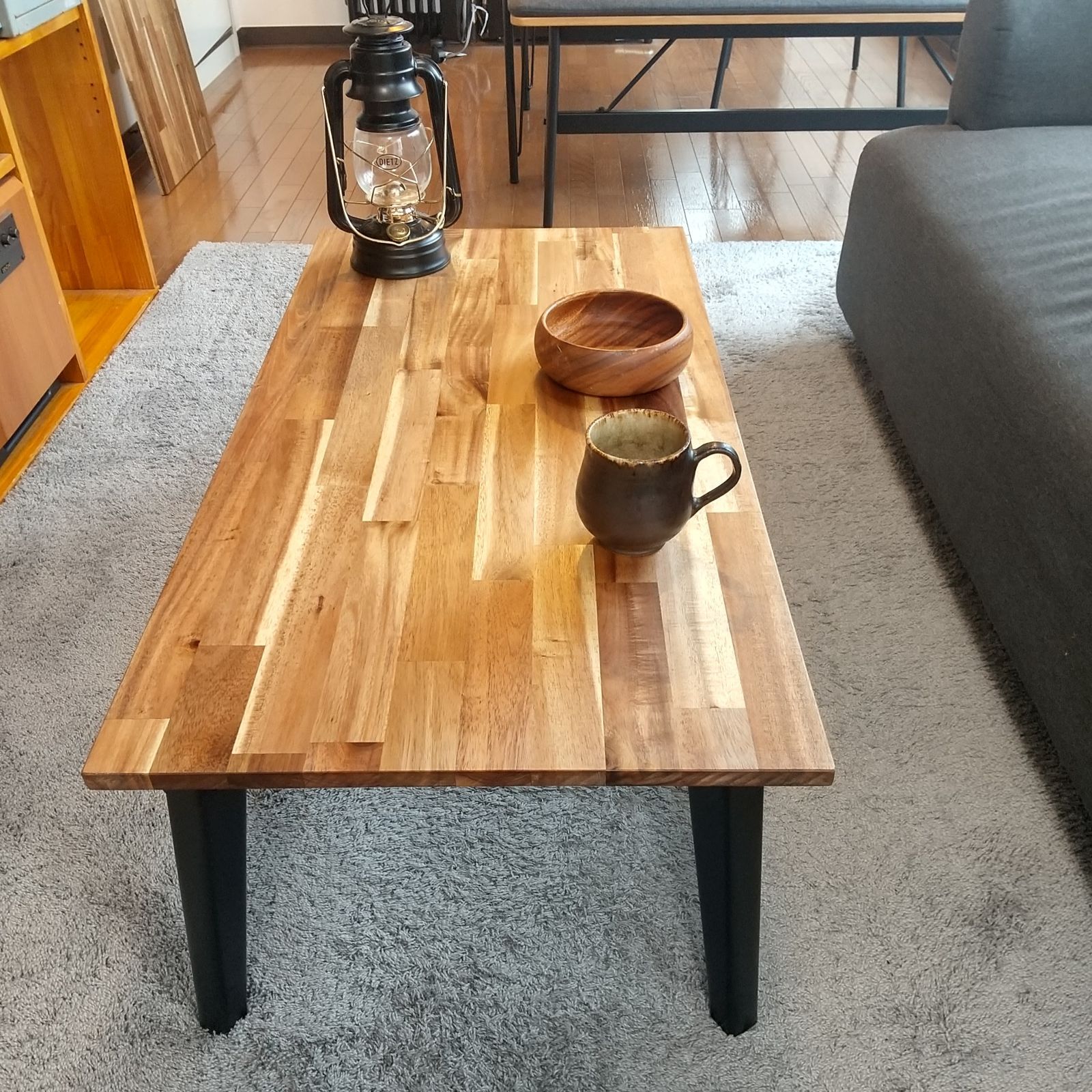 900mm×450mm】アカシア無垢集成材 折りたたみローテーブル - メルカリ