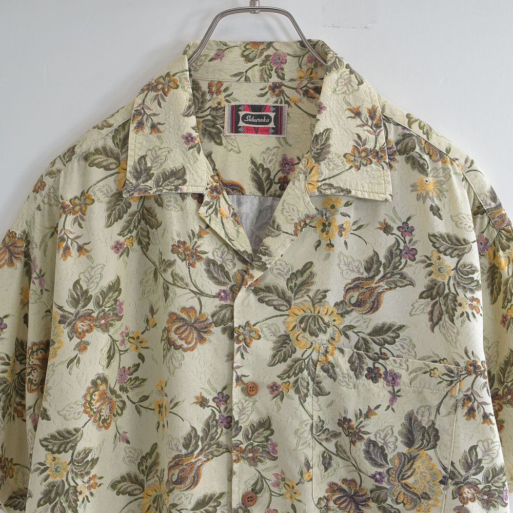 80～90s Saburoku フローラルパターン 総柄 オープンカラーシャツ