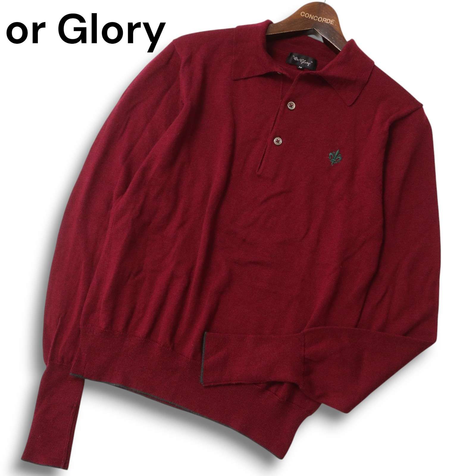 or Glory オアグローリー 秋冬 ロゴ刺繍☆ ウール100％ ニット ポロ